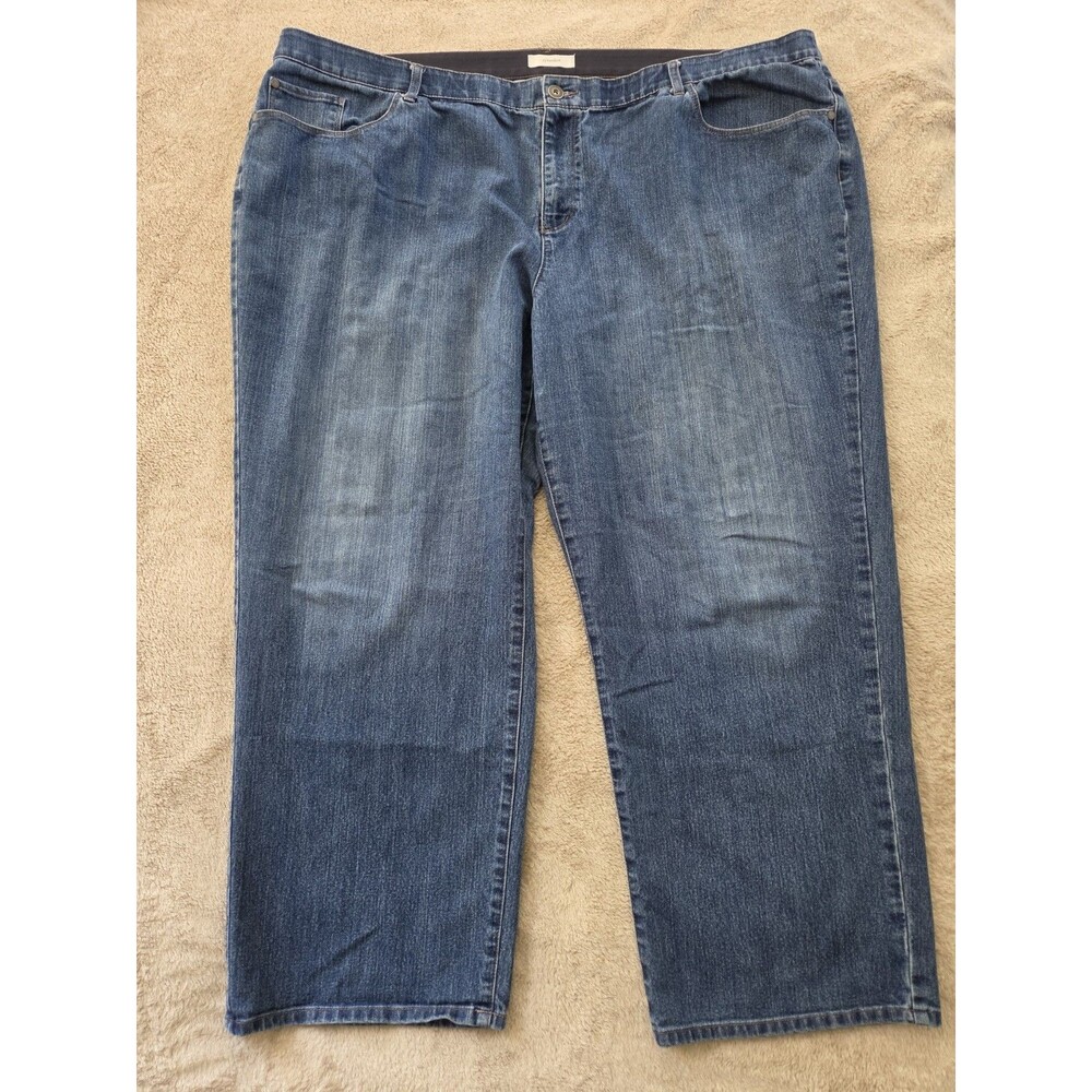 CJ Banks Womens Jeans Size 30W Wide Leg Medium Wash Elastic Waste Casual Denim